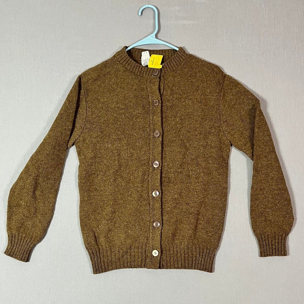 Vintage 70s/80s Billie Jo Brown Knit Cardigan Textured Acrylic Size 34 (Fits S)